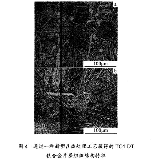 通過一種新型β熱處理工藝獲得的TC4一DT鈦合金片層組織結構特征 通過一種新型β熱處理工藝獲得的TC4一DT鈦合金片層組織結構特征
